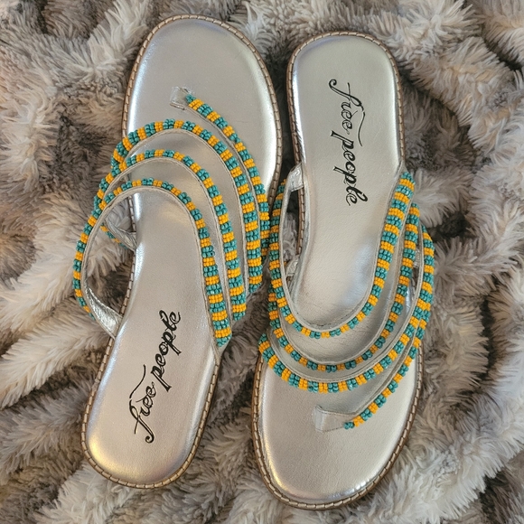 FREE PEOPLE BEATRICE BEADED FLAT SANDAL, SIZE 39 - Picture 12 of 15